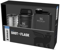 Stanley Adventure Shotglazen En Heupflacon Set Rvs Mat Zwart 6-delig